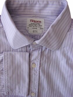 TM LEWIN LUXURY Shirt Mens 17 L Lilac - Stripes SLIM FIT