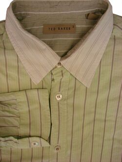 TED BAKER Shirt Mens 15.5 M Green Stripes