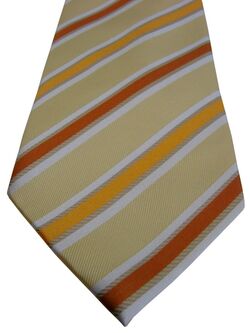 HAWES & CURTIS Tie Cream – White Orange & Brown Stripes