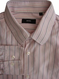 HUGO BOSS Shirt Mens 16 M White – Pink Stripes
