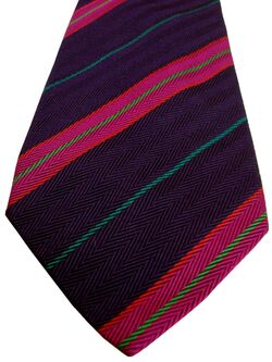 CHARLES TYRWHITT Mens Tie Dark Purple – Pink & Green HERRINGBONE Stripes