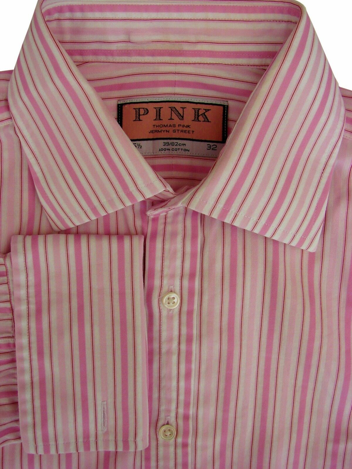 Buy Thomas Pink Men's ABLE Stripe Superior Two FOLD 100'S L/S Slim FIT  Dress Shirt Pink/White (15.5) at