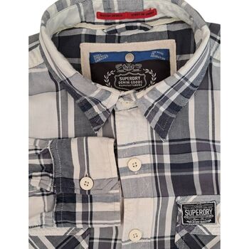 SUPERDRY Shirt Mens 16 M White & Grey Check