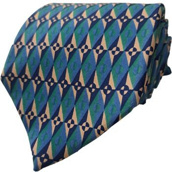 TURNBULL & ASSER Mens Tie Blue & Green Semi Diamonds