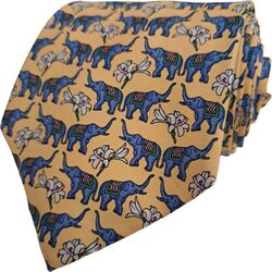 THOMAS PINK Mens Tie Yellow - Elephants