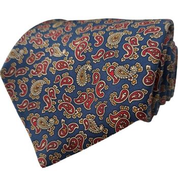 JOHN COMFORT Mens Tie Blue – Red & Orange Paisley