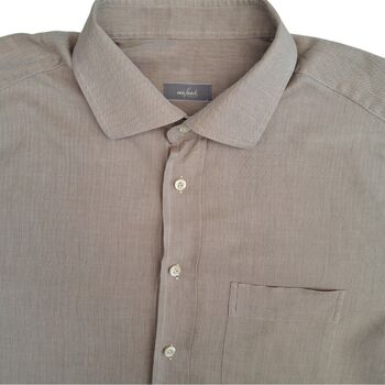 VAN LAACK Shirt Mens 17 L Light Brown – Stripes HERRINGBONE