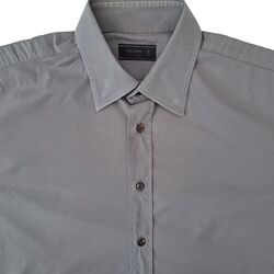 PRADA Shirt Mens 15 S Grey LIGHTWEIGHT STRETCHY