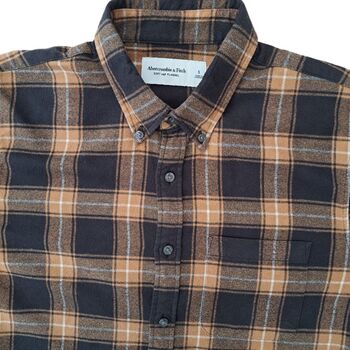 ABERCROMBIE & FITCH Shirt Mens 16 S Brown - Check FLANNEL