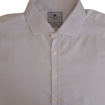 HAWES & CURTIS Shirt Mens 17 XL White - Herringbone Stripes