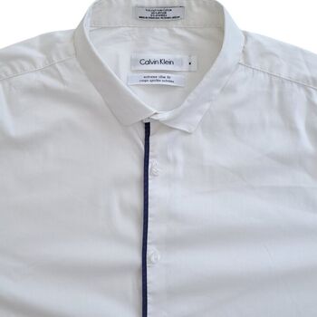 CALVIN KLEIN Shirt Mens 16 M White EXTREME SLIM FIT SHORT SLEEVE