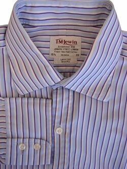 TM Lewin Men's Long Sleeve Button Down Shirts White Blue Size M L Lot 2