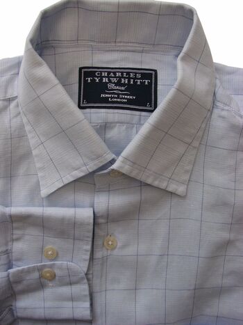 CHARLES TYRWHITT CASUAL Shirt Mens 17 L Light Blue - Check - Brandinity