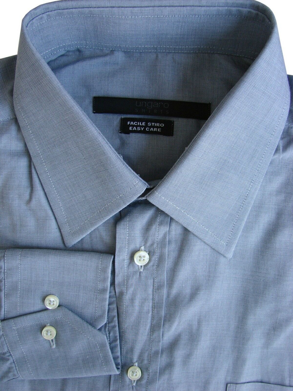 UNGARO Shirt Mens 15.5 M Grey EASY CARE & LIGHTWEIGHT - Brandinity