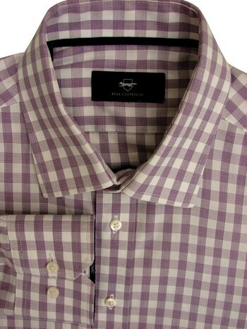 PAUL COSTELLOE Shirt Mens 16 M Purple & White Check - Brandinity